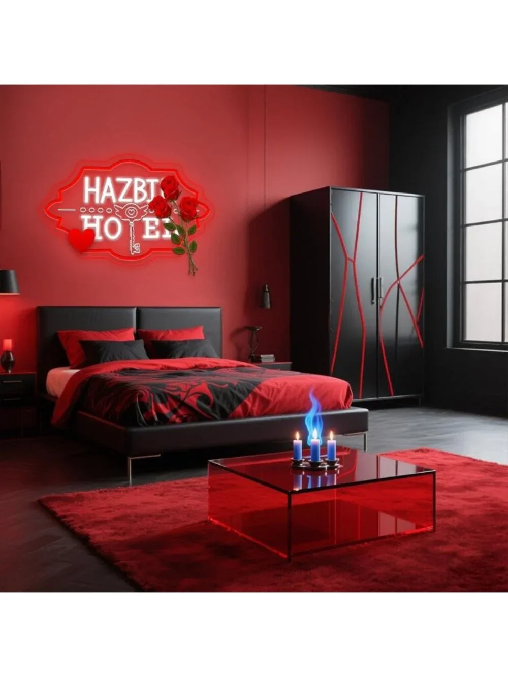 15x9 Inch LED Neon Wall Sign - Dimmable Red Light for Bedroom, Gaming & Bar